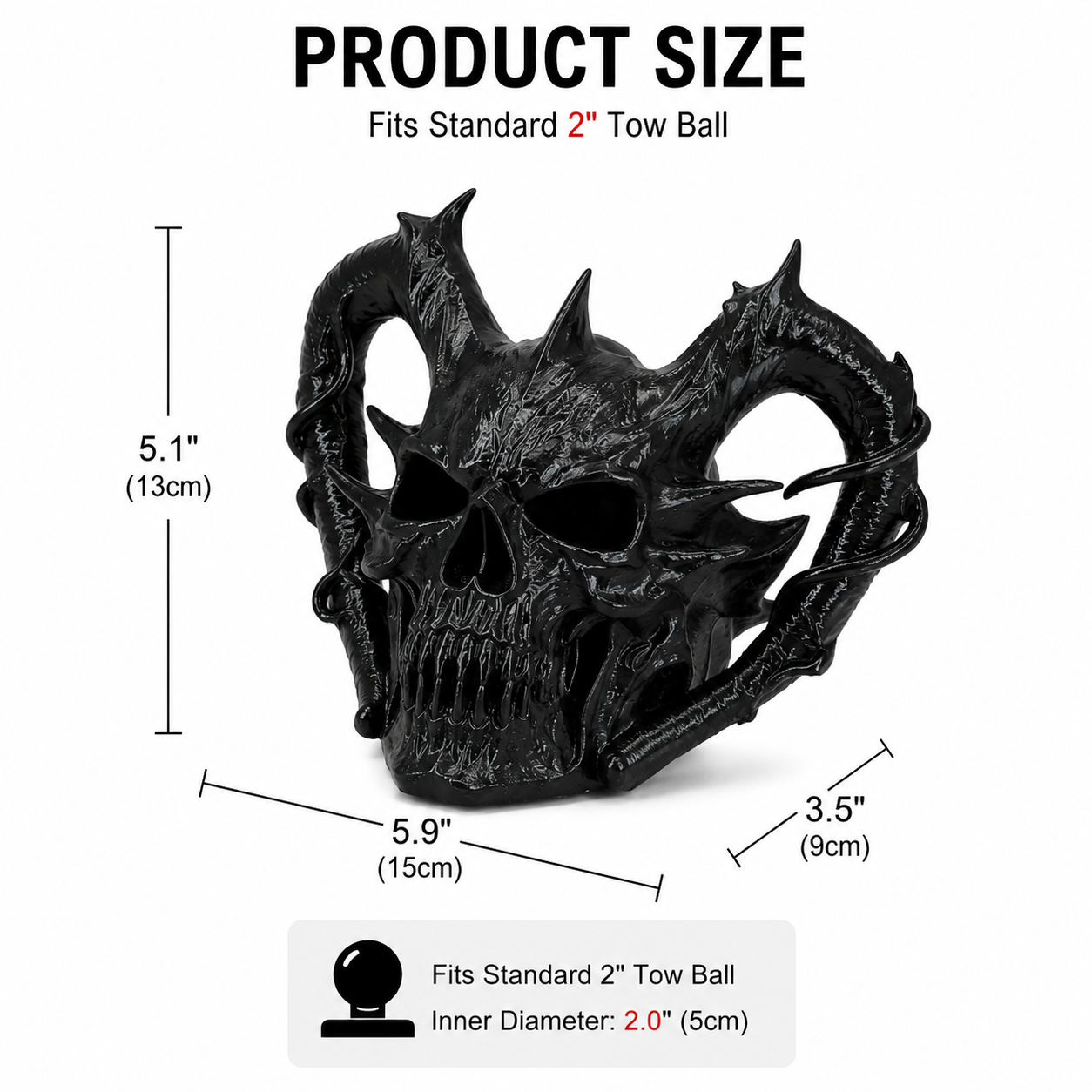 Inferno Skull Tow ball Cover——Fits 2'' Standard Receiver