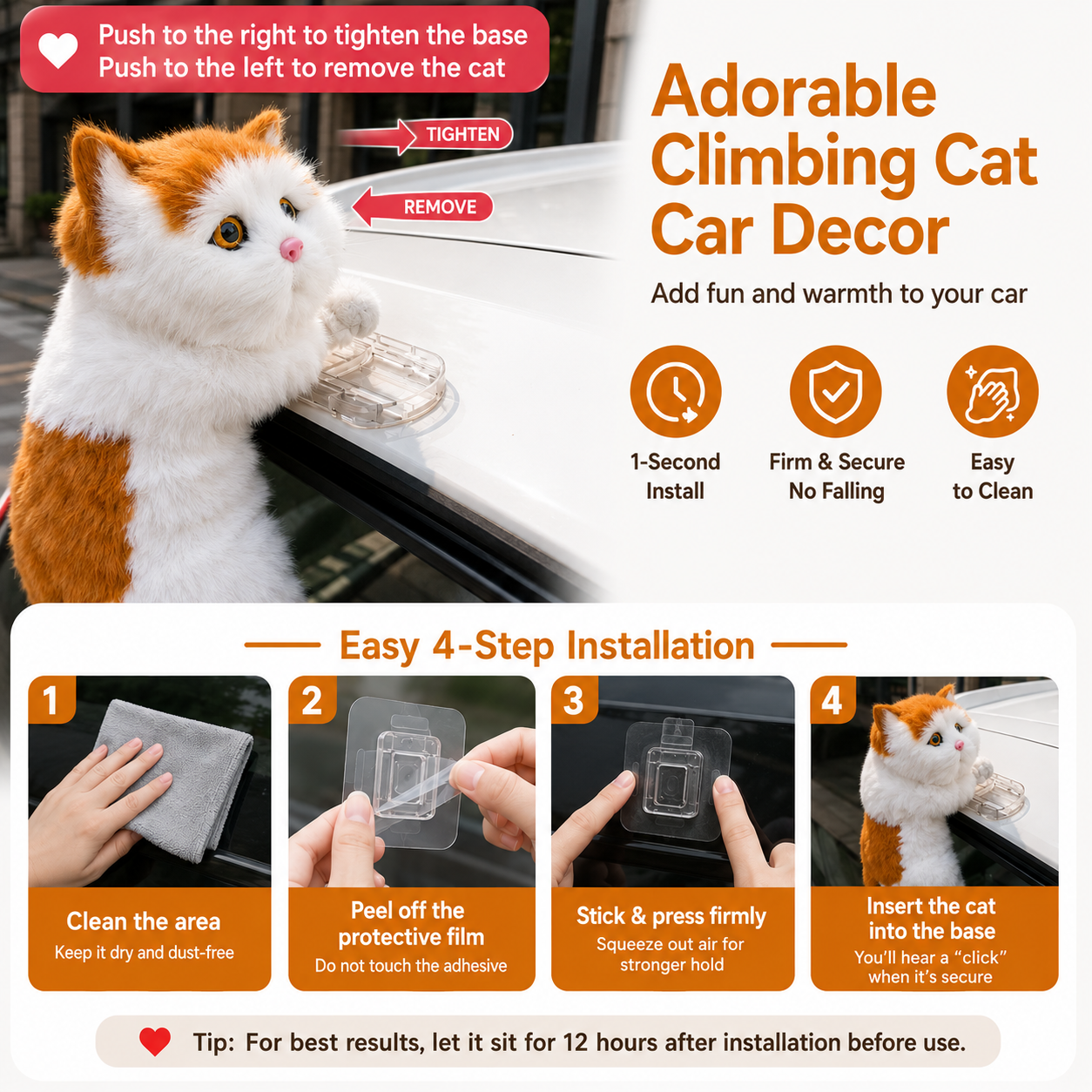 Adorable Climbing Cat Car Decor