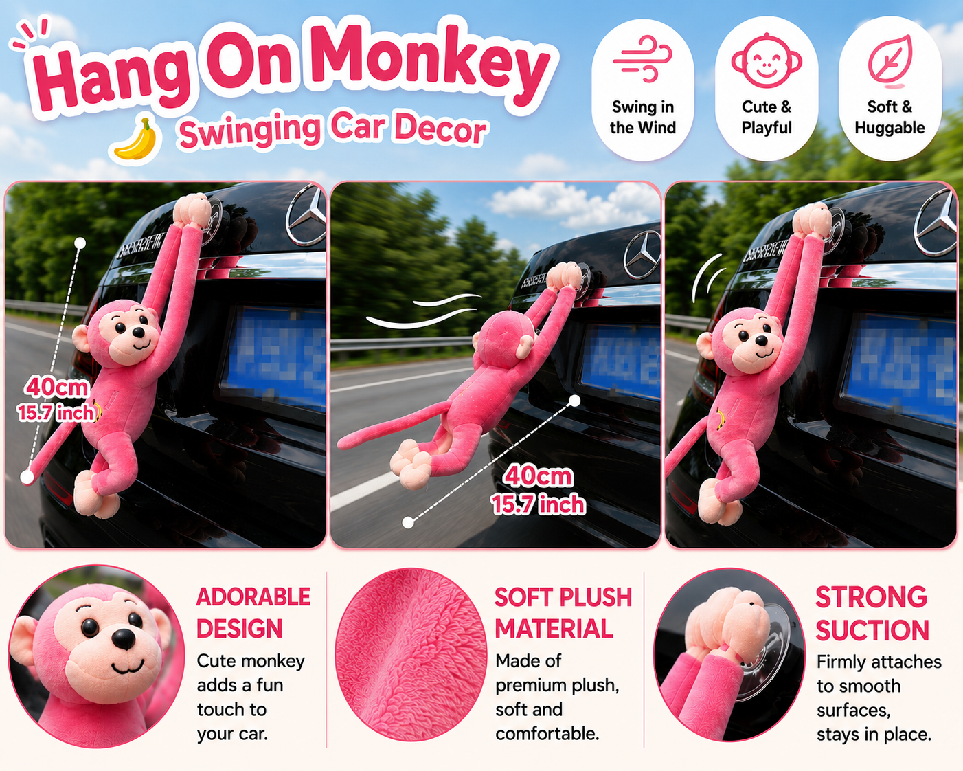 Hang On Monkey Swinging Car Decor
