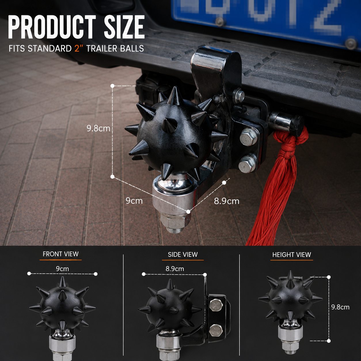 Outlaw Mace Hitch Ball Cover /Tow Ball Cover– Fits 2" Trailer Balls
