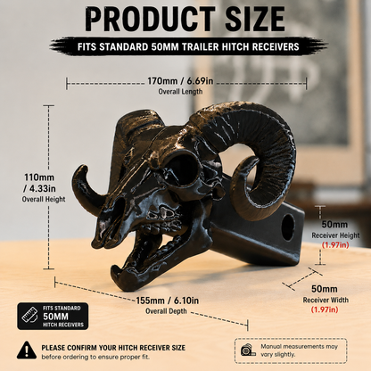 Cowboy Culture Ram Skull Hitch Cover – Fits Standard 2" Receiver